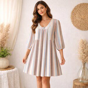 Know Rose Linen Blend Babydoll Midi Dress | Size XL Boho Coastal Mint Condition